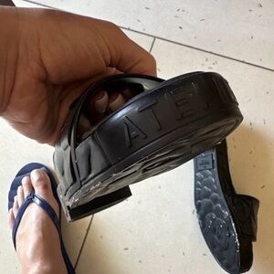 Valentino Black Rubber Pool Sandals Slides Flower Shoes Size 39 Camilla